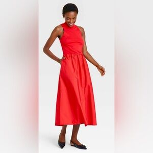 New A New Day red sleeveless maxi high-neck a-line dress